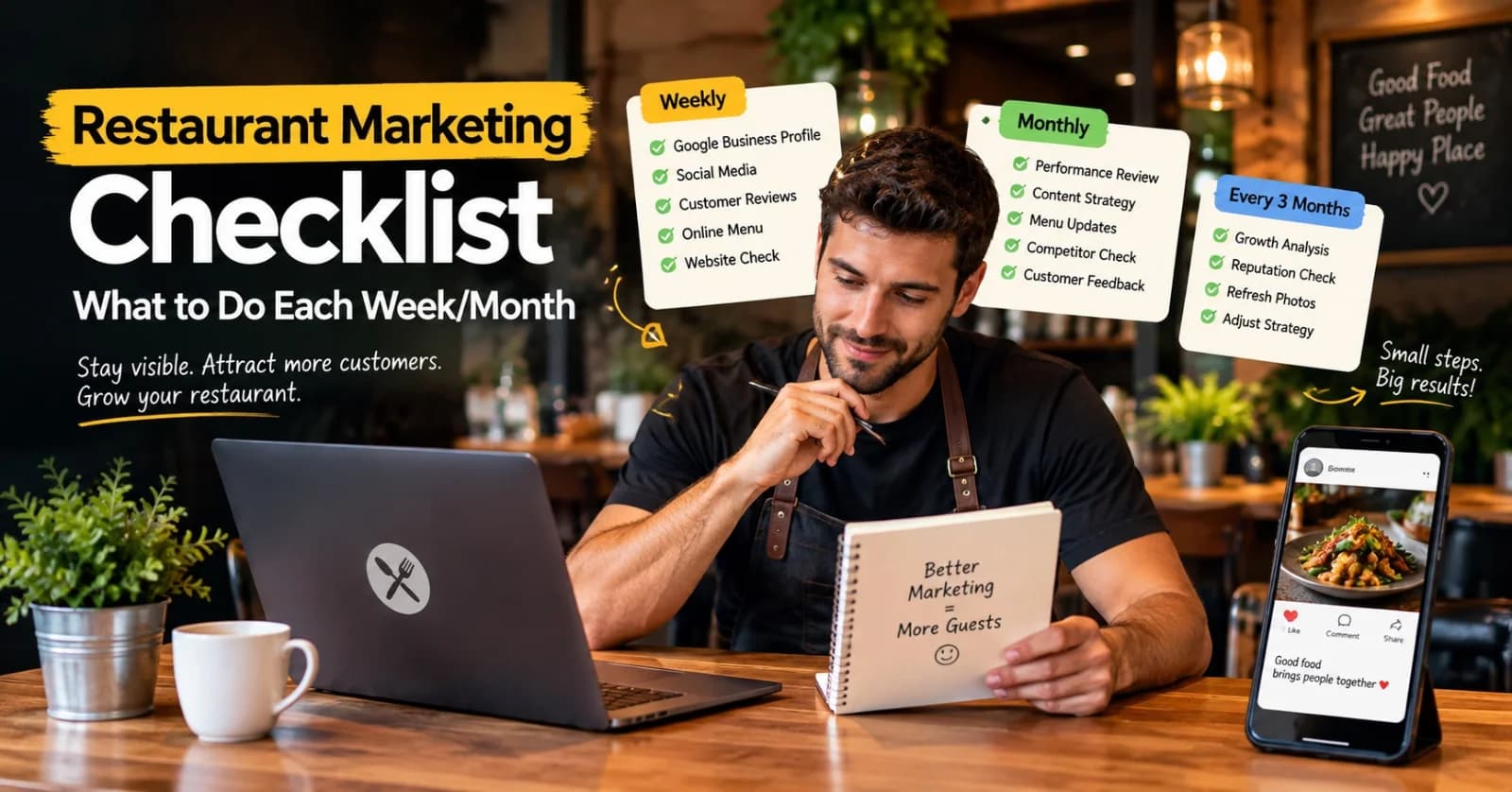 Restaurant Marketing Checklist: What to Do Every Week and Every Month